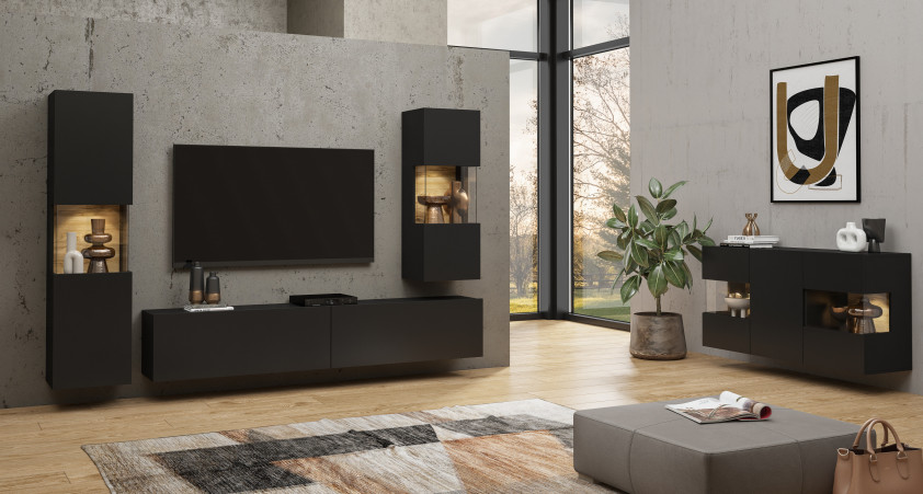 МЕБЕЛЬНАЯ СИСТЕМА AVA Black onyx/Wotan oak